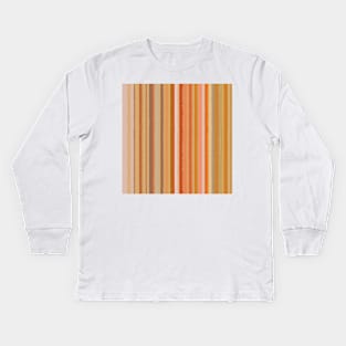 Autumnal earth tones vertical textured stripes Kids Long Sleeve T-Shirt